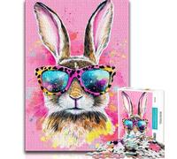Puzzles 1000 pièces pour Adultes, Cadeaux, Lapin à Lunettes, Jeu éducatif Familial, décoration Murale, Cadeaux d'anniversaire et de Noël Uniques, 50x75cm