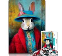 Puzzles 1000 pièces pour Adultes, Cadeaux, Lapin Artistique, Jeu éducatif Familial, décoration Murale, Cadeaux d'anniversaire et de Noël Uniques, 50x75cm