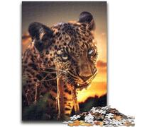 Puzzles 1000 pièces pour Adultes, Cadeaux, léopard à mâcher, Divertissement en Famille avec Affiche Assortie et fiche de Questions pour Les 14 Ans et Plus, 26x38cm
