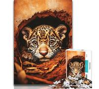 Puzzles 1000 pièces pour Adultes, Cadeaux Léopard dans la Grotte, Jeux Amusants en Famille, activités Amusantes à la Maison, Cadeau d'anniversaire, Cadeaux de Voyage (38x26cm)