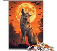 Puzzles 1000 pièces pour Adultes, Cadeaux Loup sous la Lune, Anti-Stress avec pièces entièrement emboîtables de Formes aléatoires pour Les Enfants de 14 Ans et Plus (Taille 26x38cm)