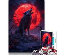Puzzles 1000 pièces pour Adultes, Cadeaux Loup sous la Lune de Sang, Aide Le Cerveau à exercer des Jouets addictifs pour cultiver la Patience, Cadeau pour Les Anniversaires 75x50cm