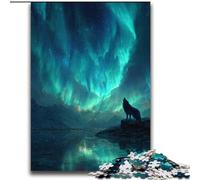 Puzzles 1000 pièces pour Adultes, Cadeaux Loup sous l'aurore, Aide Le Cerveau à exercer, Jouets addictifs pour cultiver la Patience, décoration Murale 38x52cm