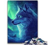 Puzzles 1000 pièces pour Adultes, Cadeaux Loup sous l'aurore, Divertissement en Famille avec Affiche et fiche de Questions Assorties pour Les 14 Ans et Plus, 26x38cm