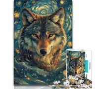 Puzzles 1000 pièces pour Adultes, Cadeaux Loup sous Le Ciel Nocturne, Aide Le Cerveau à exercer, Jouets addictifs pour cultiver la Patience, Cadeau pour Les Anniversaires 38x26cm