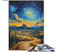 Puzzles 1000 pièces pour Adultes, Cadeaux, Montagnes sous Le Ciel Nocturne, Difficile, Cadeaux pour Les Amis et la Famille, Convient aux Enfants de 14 Ans et Plus (Taille 26x38cm)