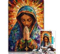 Puzzles 1000 pièces pour Adultes Cadeaux Notre-Dame de Guadalupe en prière, Jeu Familial Anti-Stress Défi Difficile Améliorer l'amour Entre Les Couples 38x26cm