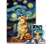 Puzzles 1000 pièces pour Adultes, Cadeaux Nuit étoilée, adorables Huskies, Jeux Amusants en Famille, activités Amusantes à la Maison, Cadeau d'anniversaire, Cadeaux de Voyage 38x26cm