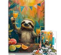 Puzzles 1000 pièces pour Adultes, Cadeaux Paresseux Buvant Un Verre, Jeux Amusants en Famille, activités Amusantes à la Maison, Cadeau d'anniversaire, Cadeaux de Voyage (75x50cm)