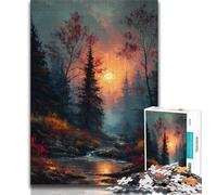 Puzzles 1000 pièces pour Adultes, Cadeaux, Paysage Nocturne d'automne, Anti-Stress, Vacances à la Maison, Tuer Le Temps, renforcer l'amour Entre Couples, 38x26cm