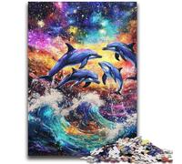 Puzzles 1000 pièces pour Adultes, Cadeaux, Peinture à l'huile de Dauphin, Jeux de détente, Jeu éducatif pour Anniversaire, Noël, à partir de 14 Ans, 26x38cm