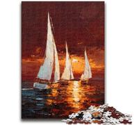 Puzzles 1000 pièces pour Adultes, Cadeaux, Peinture à l'huile de voilier, Jeu Familial, Anti-Stress, défi Difficile, Une œuvre d'art pour Les 14 Ans et Plus, 26x38cm