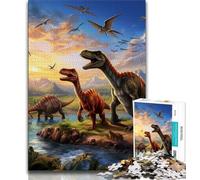 Puzzles 1000 pièces pour Adultes, Cadeaux pour Adolescents, Monde des Dinosaures, pour Un séjour Relaxant avec des pièces de Formes aléatoires entièrement emboîtables (Taille 38x26cm)