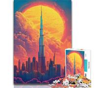 Puzzles 1000 pièces pour adultes, cadeaux pour adolescents, ville de Dubaï, Émirats arabes unis, pour un séjour de détente avec des pièces de formes aléatoires entièrement emboîtables (taille 38x26cm)