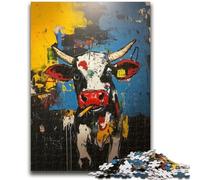 Puzzles 1000 pièces pour Adultes, Cadeaux pour Adultes, Puzzles Vache Basquiat, Jeu Stimulant pour Tous, Cadeaux pour Femmes, Cadeaux pour Hommes (75x50cm)