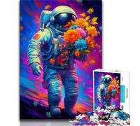 Puzzles 1000 pièces pour Adultes Cadeaux Puzzle 1000 pièces Motif Astronaute Floral Anti-Stress pour Passer du Temps à la Maison Interaction Parent-Enfant 26x38cm
