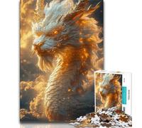 Puzzles 1000 pièces pour Adultes,Cadeaux,Puzzle Dragon Chinois Blanc pour Adolescents,pour Un Moment de détente à la Maison avec des pièces de Formes aléatoires entièrement emboîtables Taille 75x50cm