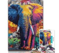 Puzzles 1000 pièces pour Adultes, Cadeaux, Puzzle éléphant Graffiti pour Adolescents, pour Passer Le Temps à la Maison avec des pièces de Formes aléatoires entièrement emboîtables (Taille 75x50cm)