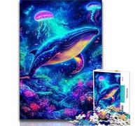 Puzzles 1000 pièces pour Adultes, Cadeaux, Puzzles Baleine psychédélique, Jeux éducatifs, décoration d'intérieur, Convient pour la décoration de Bureau (Taille 75x50cm)