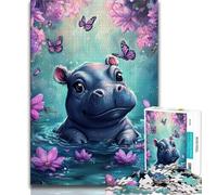 Puzzles 1000 pièces pour Adultes, Cadeaux, Puzzles bébé Hippopotame pour Adultes, Jouets éducatifs, Jeux familiaux, Anniversaires et Cadeaux Uniques (Taille 38x26cm)