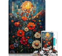 Puzzles 1000 pièces pour Adultes, Cadeaux, Puzzles de Coquelicots en vitrail, Jeux éducatifs, décoration d'intérieur, Convient pour la décoration de Bureau (Taille 38x26cm)