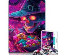 Puzzles 1000 pièces pour Adultes, Cadeaux, Puzzles en Forme de crâne de Bonbons, Jeux éducatifs, décoration d'intérieur, Convient pour la décoration de Bureau (Taille 75x50cm)