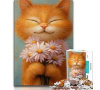Puzzles 1000 pièces pour Adultes, Cadeaux, Puzzles Happy Orange Cat, Jouet éducatif, Jeux familiaux Amusants, décoration d'intérieur Unique (Taille 75x50cm)