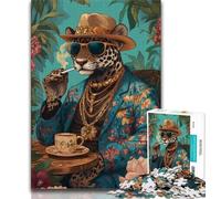 Puzzles 1000 pièces pour Adultes, Cadeaux, Puzzles léopard Tendance, Jeux éducatifs, décoration d'intérieur, Convient pour la décoration de Bureau (Taille 75x50cm)