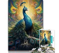 Puzzles 1000 pièces pour Adultes, Cadeaux, Puzzles psychédéliques Paon pour Adultes, Jouets éducatifs, Jeux familiaux, Anniversaires et Cadeaux Uniques (Taille 38x26cm)