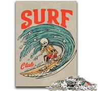 Puzzles 1000 pièces pour Adultes, Cadeaux, Puzzles rétro Hawaii Surfing pour Adolescents, Jouets de Divertissement Familial avec Affiche et fiche de Questions Assorties (26x38cm)
