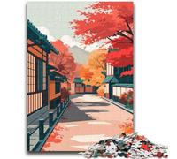 Puzzles 1000 pièces pour Adultes Cadeaux Rue d'automne au Japon Soulagement du Stress Séjour Tuer Le Temps Liste de souhaits avec Le Père Noël (Taille 38x26cm)