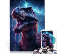 Puzzles 1000 pièces pour Adultes, Cadeaux T-Rex épique et éclair Fait de Papier，Convient aux Personnes âgées de 14 Ans et Plus Jeu de Casse-tête Don d'œuvres d'art。Taille：38x52cm/14.9x20.4pouce