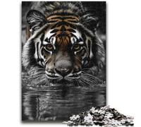 Puzzles 1000 pièces pour Adultes, Cadeaux Tigre Noir et Blanc, Jeu Stimulant et éducatif en Famille pour Anniversaire et Noël 50x75cm