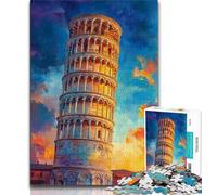 Puzzles 1000 pièces pour Adultes, Cadeaux, Tour penchée de Pise au Coucher du Soleil, Aide Le Cerveau à exercer, Jouets addictifs pour cultiver la Patience, Cadeau pour Les Anniversaires 38x26cm