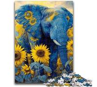 Puzzles 1000 pièces pour Adultes, Cadeaux Tournesol éléphant, 1000 pièces pour Adolescents, Jouets éducatifs, Jeux Anti-Stress, Cadeaux d'anniversaire Uniques (38x26cm)