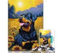 Puzzles 1000 pièces pour Adultes, Cadeaux, Tournesol, Rottweiler, Puzzle pour Adultes, Jouets éducatifs, Jeux familiaux, Anniversaires et Cadeaux Uniques (Taille 75x50cm)