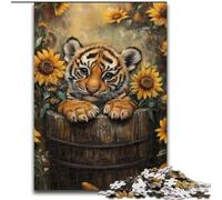 Puzzles 1000 pièces pour Adultes, Cadeaux Tournesol Tigre, Jouet éducatif et décompressant, idéal comme Cadeau pour Toute la Famille (Taille 26x38cm)