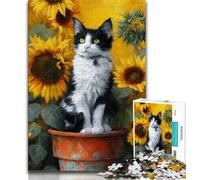 Puzzles 1000 pièces pour Adultes, Cadeaux tournesols et Chats, Jeu Familial Anti-Stress, défi Difficile, renforce l'amour Entre Couples (75x50cm)