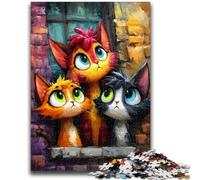 Puzzles 1000 pièces pour Adultes, Cadeaux, Trois Chats, Jouet éducatif Anti-Stress, Cadeaux pour Amis et Famille, 50x75cm
