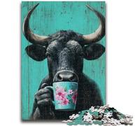 Puzzles 1000 pièces pour Adultes, Cadeaux, Vaches Buvant du café, pour Les 14 Ans et Plus, Jeux éducatifs pour Adultes et Adolescents, Illustration, Cadeau, 26x38cm