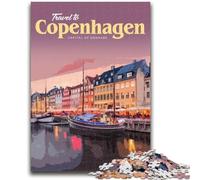 Puzzles 1000 pièces pour Adultes, Cadeaux, Visite de Copenhague, Jeu éducatif Difficile à compléter, Amusant et Humoristique pour Un Anniversaire (Taille 50x75cm)
