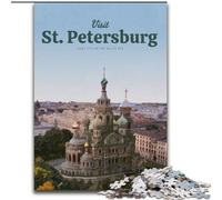 Puzzles 1000 pièces pour Adultes, Cadeaux, Visite de Saint-Pétersbourg, Divertissement Familial, Jouets avec Affiche et fiche de Questions-réponses Assorties (26x38cm), 1000 pièces