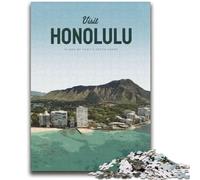 Puzzles 1000 pièces pour Adultes, Cadeaux, visitez Honolulu, Jeu éducatif Difficile à compléter, Amusant et Humoristique pour Un Anniversaire (Taille 38x52cm)