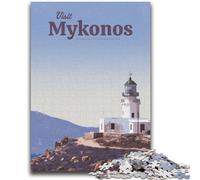 Puzzles 1000 pièces pour Adultes, Cadeaux, visitez Mykonos, Puzzles pour Adultes, Anti-Stress, défi Difficile, Cadeaux du Père Noël Secret (26x38cm)