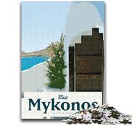 Puzzles 1000 pièces pour Adultes, Cadeaux, visitez Mykonos Un Jeu éducatif Difficile à compléter, mais Amusant et Humoristique pour Un Anniversaire (Taille 50x75cm)