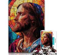 Puzzles 1000 pièces pour Adultes, Cadeaux, vitrail Jésus, Puzzle 1000 pièces, Jeu Stimulant, Jouets, décoration Murale, Cadeaux Uniques d'anniversaire et de Noël (Taille 75x50cm)