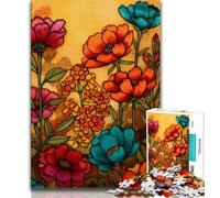 Puzzles 1000 pièces pour Adultes, Cadeaux vitraux, Fleurs Sauvages, Jeu éducatif Familial, décoration Murale, Cadeaux d'anniversaire et de Noël Uniques, 38x26cm