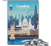 Puzzles 1000 pièces pour Adultes, Cadeaux, Voyages et visites à Londres, Divertissement Familial, Jouets avec Affiche et fiche de Questions-réponses Assorties (38x52cm), 1000 pièces