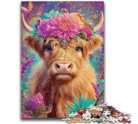 Puzzles 1000 pièces pour Adultes, Cadeaux, Yak Fleuri, Anti-Stress, Vacances, Tue-Temps, décoration d'intérieur, Jouets 50x75cm