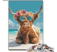 Puzzles 1000 pièces pour Adultes Cadeaux Yak Portant des Lunettes Aidez Le Cerveau à exercer Jouets addictifs pour cultiver la Patience Une œuvre d'art (Taille 50x75cm)